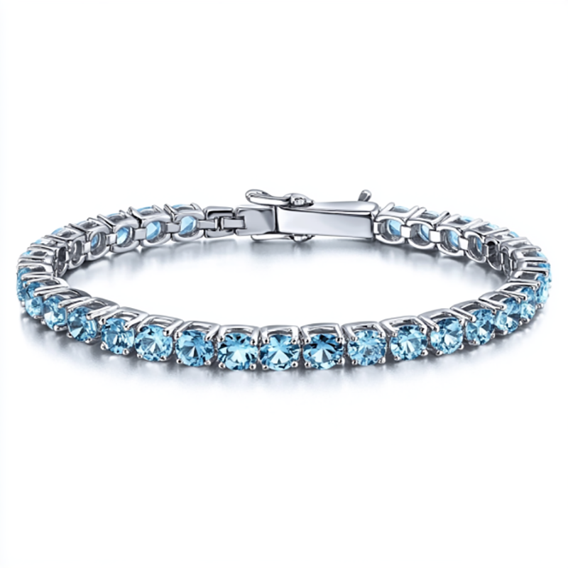 Anima Tennis Bracelet in sterling silver with natural topaz