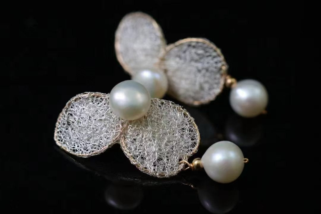 Celeste Pearl Earrings in gold-filled with freshwater pearl