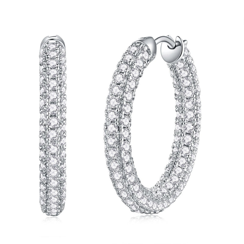 Lira Hoop Earrings in sterling silver with moissanite