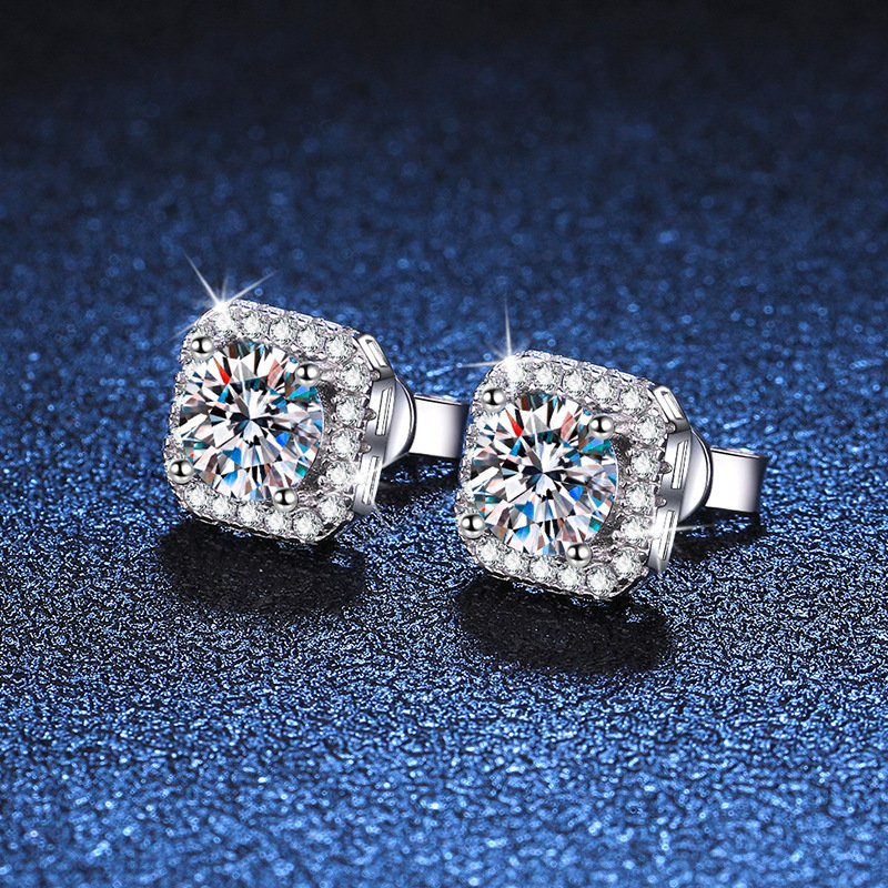 Magnolia Earrings in sterling silver with moissanite