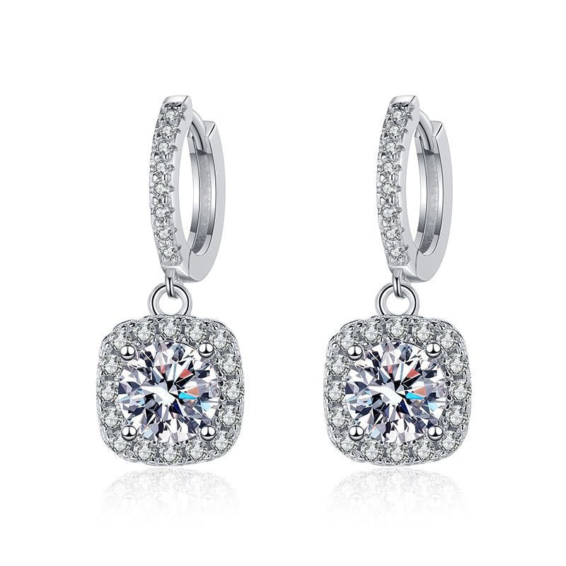 Mimosa Earrings in sterling silver with moissanite