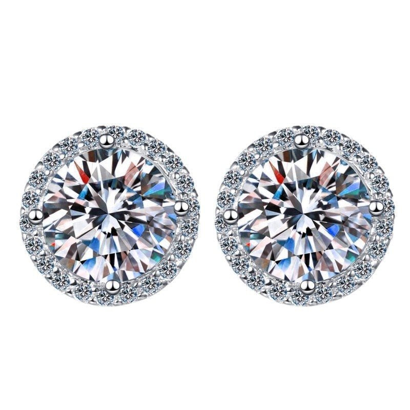 Montalcino Earrings in sterling silver with moissanite