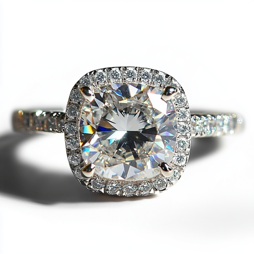 Nobile Ring in 14K gold with moissanite