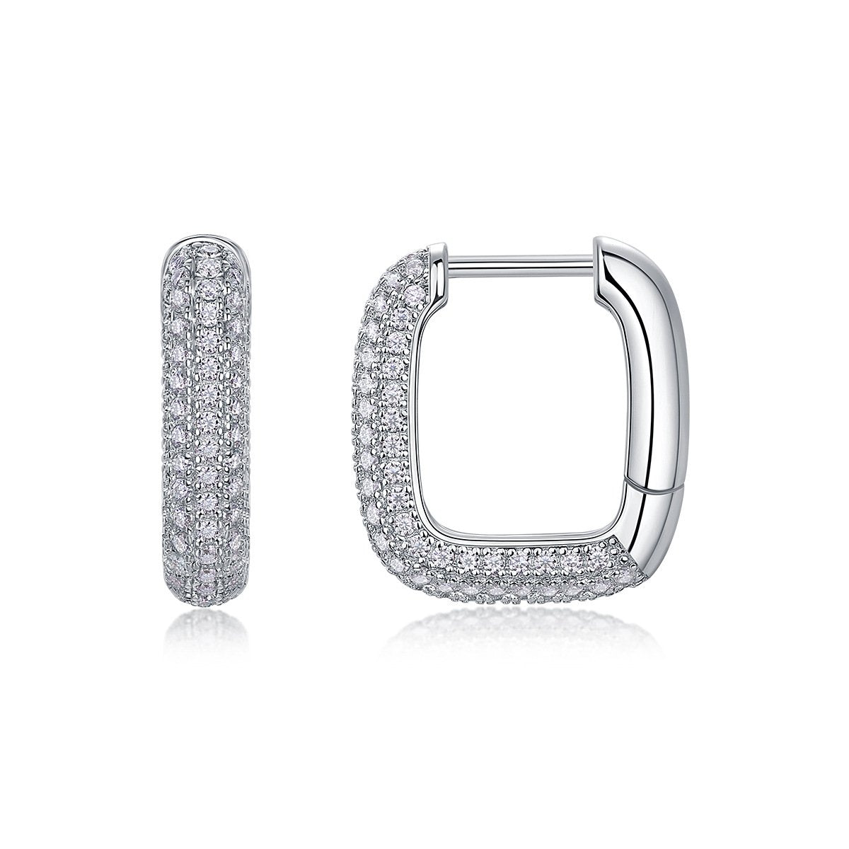 Polaris Earrings in sterling silver with moissanite