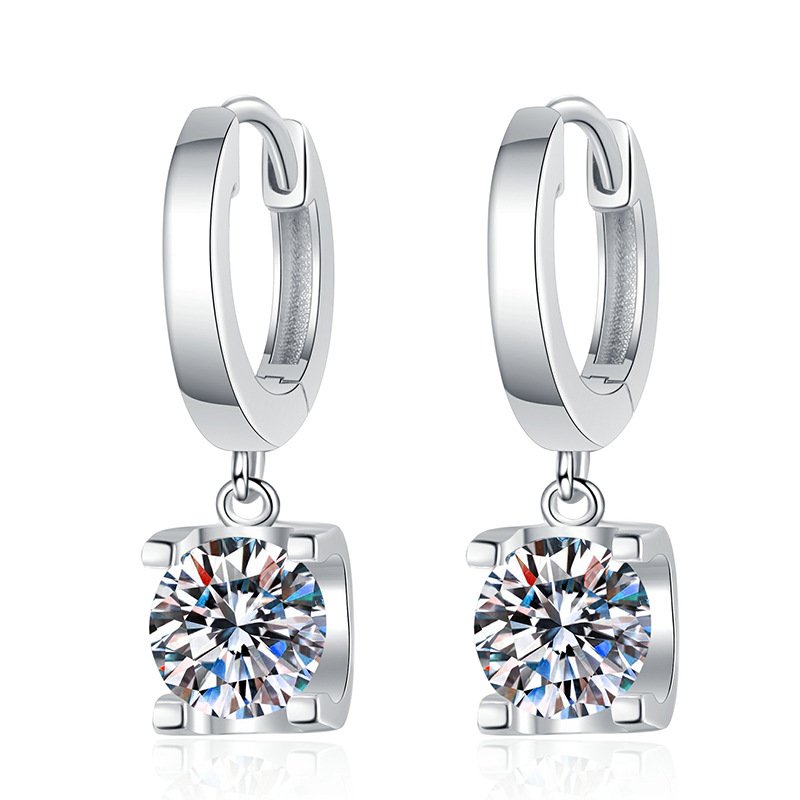 Romana Earrings in sterling silver with moissanite