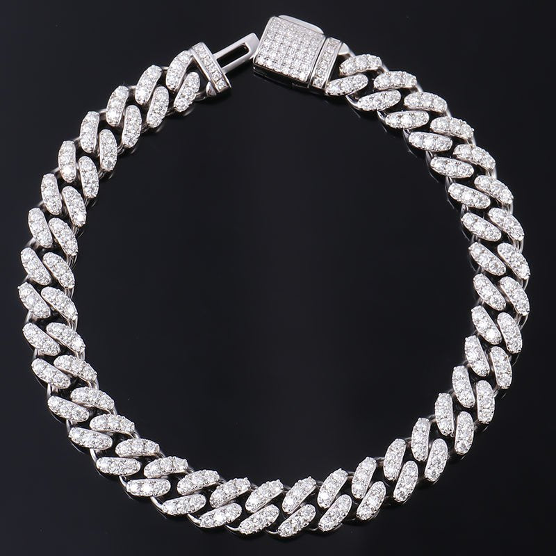 Tea Cuban Bracelet in sterling silver with moissanite