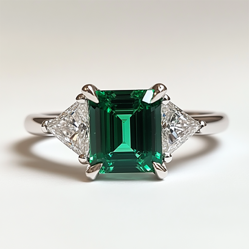 Tecla Ring in sterling silver with lab-created tsavorite