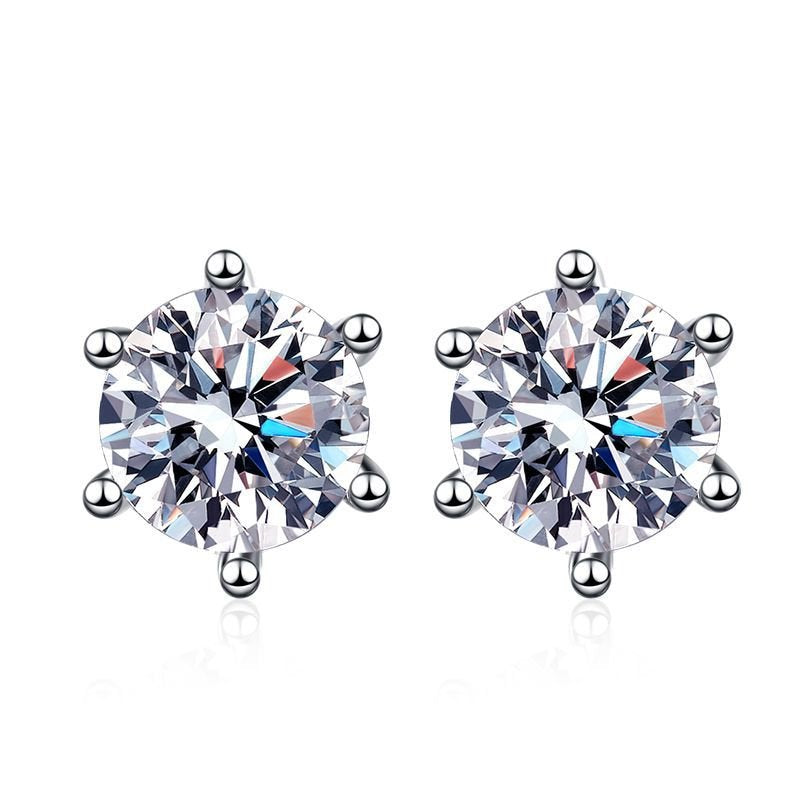 Ughetta Stud Earrings in sterling silver with moissanite